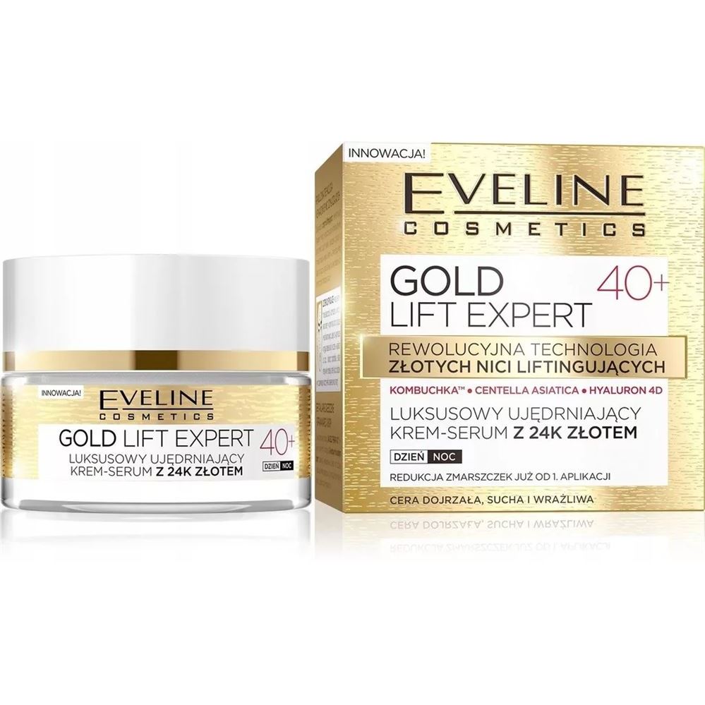 Eveline Anti-Age Gold Lift Expert Укрепляющий крем-сыворотка с 24к золотом 40+ Эксклюзивный укрепляющий крем-сыворотка с 24к золотом 40+