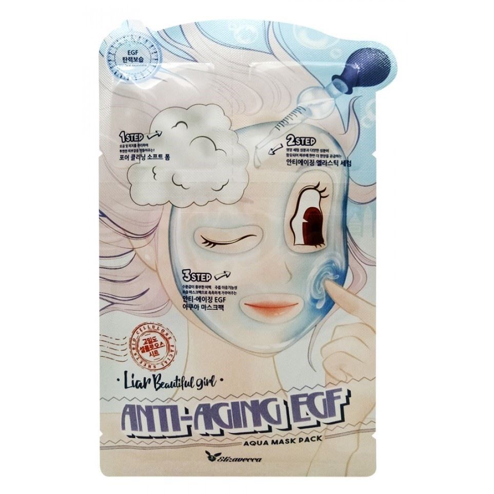 Elizavecca Face & Eyes Care Liar Beautiful Girl Anti-Aging EGF Aqua Mask Pack  Маска для лица тканевая