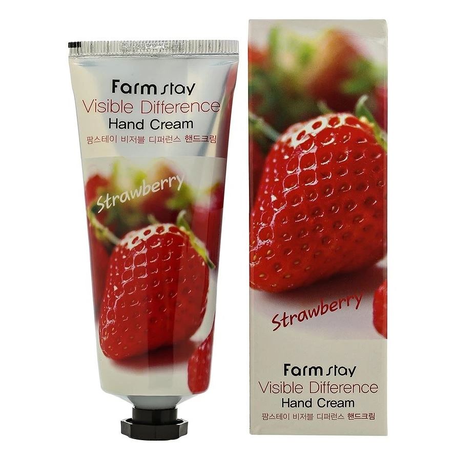 FarmStay Skin Care Visible Difference Hand Cream Strawberry Увлажняющий крем для рук с экстрактом клубники