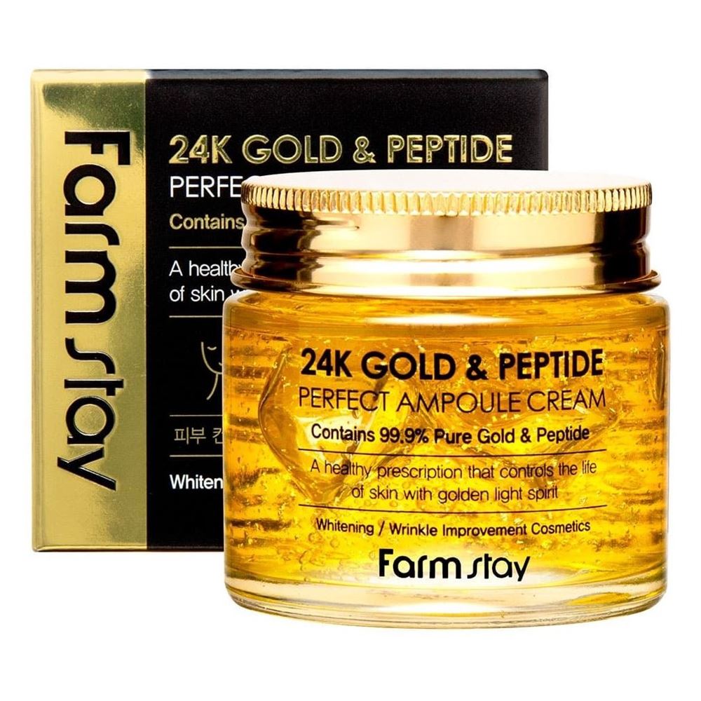 FarmStay Skin Care 24K Gold & Peptide Perfect Ampoule Cream Крем ампульный с золотом и пептидами 