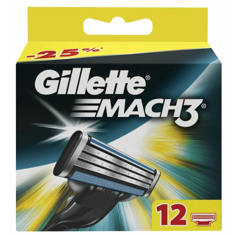 Gillette Бритвенные системы Mach3 - 12 Сменных Кассет Набор сменных кассет для бритья Mach3 -