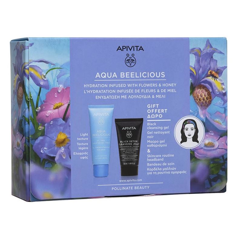 Apivita Aqua Beelicious Aqua Beelicious Gift Light Набор Аква Билишес: легкий крем-гель, блэк детокс, повязка