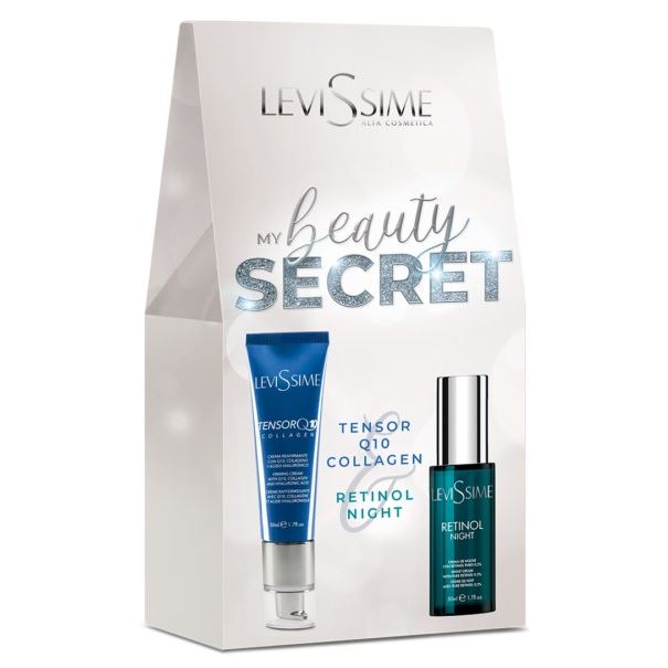 Levissime Alginate Mask My Beauty Secret Pack - Tensor Q10 Collagen + Retinol Night Набор: ночной крем с ретинолом, укрепляющий крем с эффектом лифтинга