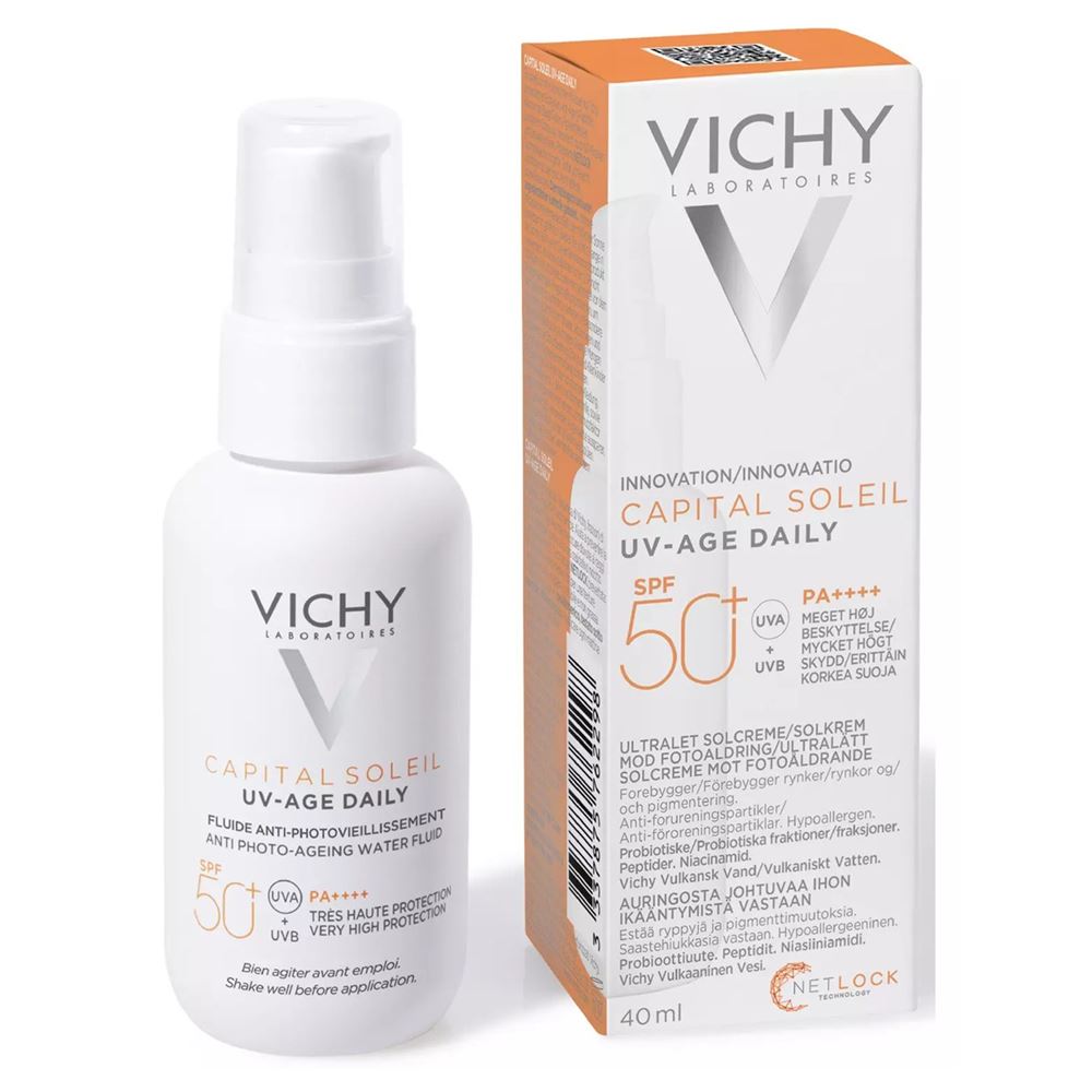 VICHY Capital Soleil Флюид UV-Age Daily SPF50+  Флюид невесомый солнцезащитный для лица против признаков фотостарения SPF50+ 