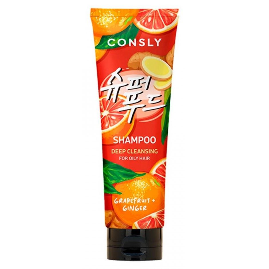 Consly Hair Care Grapefruit & Ginger Shampoo for Deep Cleansing & Freshness  Глубоко очищающий шампунь с экстрактами грейпфрута и имбиря.