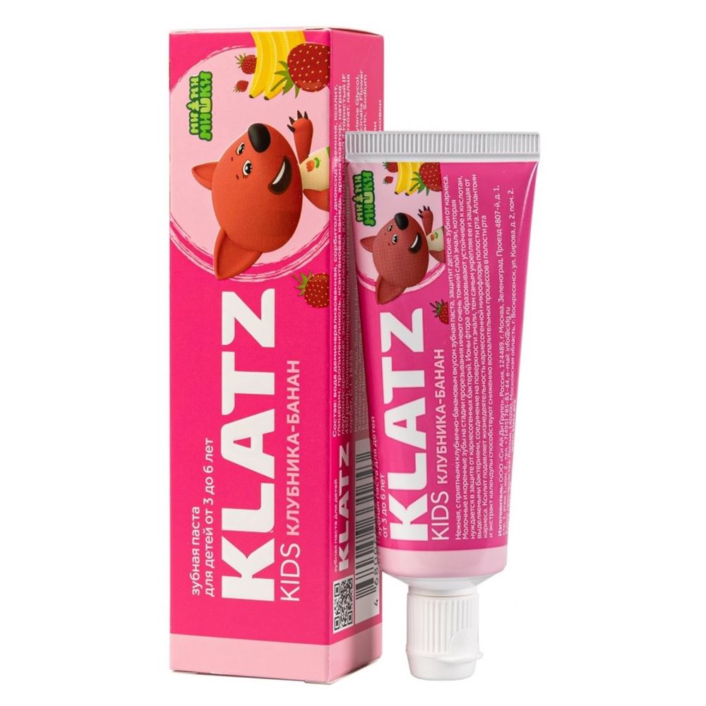 Klatz Baby KIDS Мимимишки Клубника-банан Зубная паста без фтора
