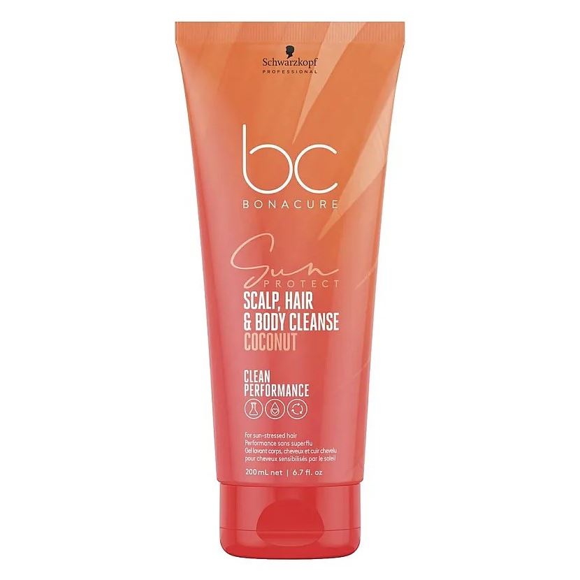 Schwarzkopf Professional Bonacure Clean Performance  Sun Protect Coconut Scalp Hair & Body Cleanse  Шампунь для кожи головы, волос и тела 3-в-1