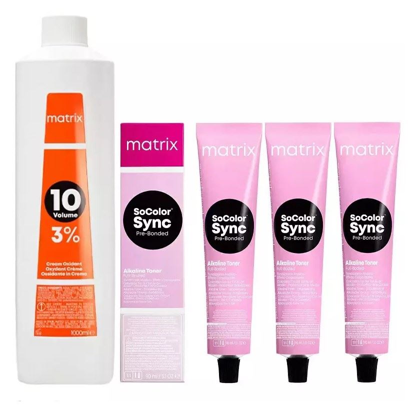 Matrix Coloring Hair Набор SoColor Sync ТОП  Набор: Краситель SoColor Sync 10A+SoColor Sync 10P+SoColor Sync10V+Крем-Оксидант 3%
