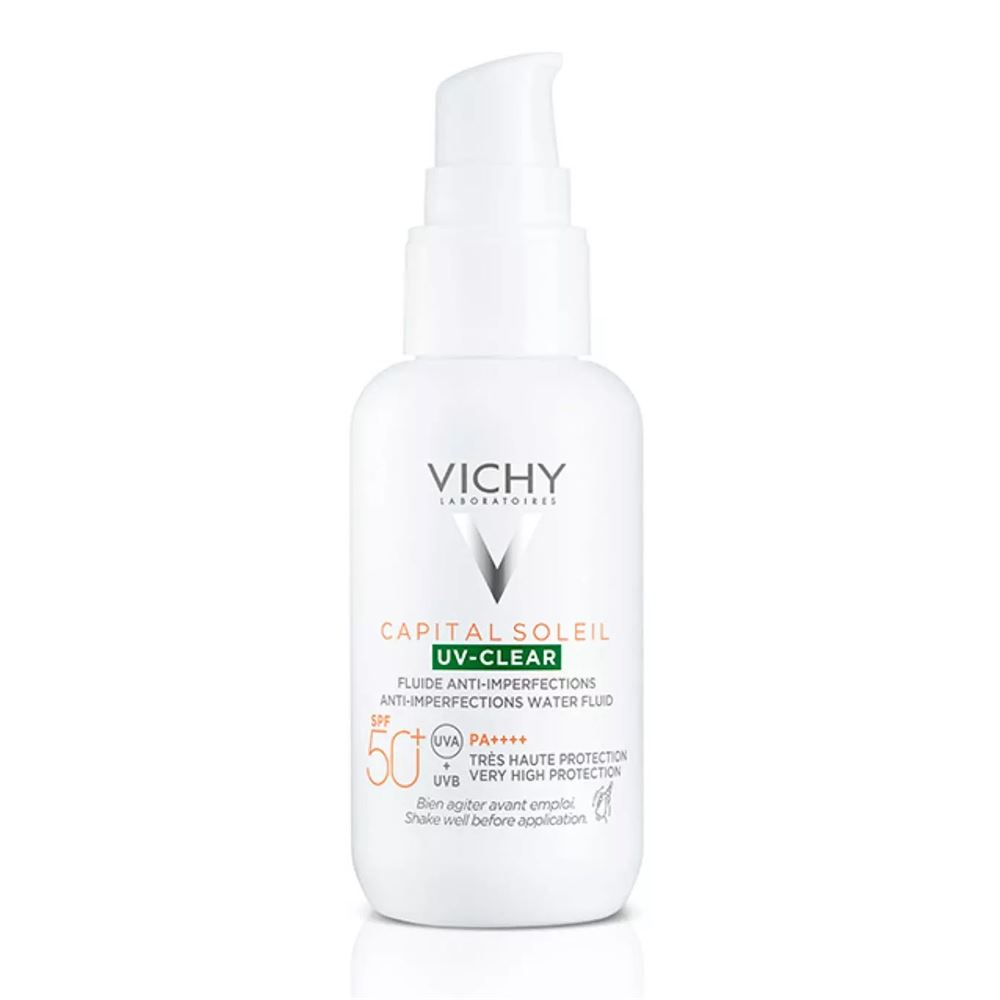 VICHY Capital Soleil Флюид UV-Clear SPF 50+  Невесомый солнцезащитный флюид для лица против несовершенств