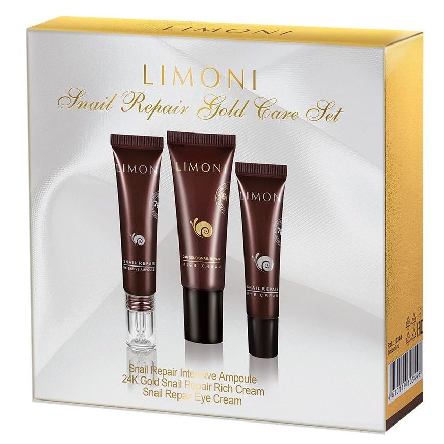 Limoni Gift Sets Набор Snail Repair Gold Care Set Набор: крем для лица, крем для век, сыворотка