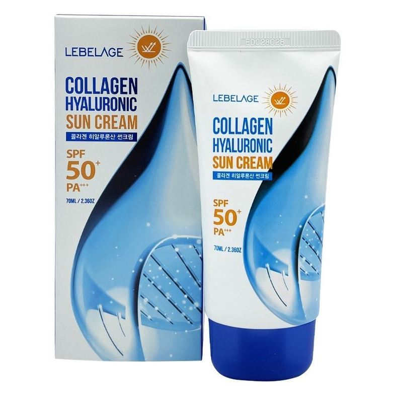 Lebelage Face Care Collagen Hyaluronic Sun Cream SPF50+ PA+++  Солнцезащитный крем с коллагеном и гиалуроновой кислотой