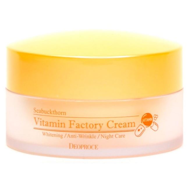 Deoproce Creams  Whitening & Anti-Wrinkle Vitamin Factory Cream  Антивозрастной крем для лица с маслом ши и экстрактами фруктов 