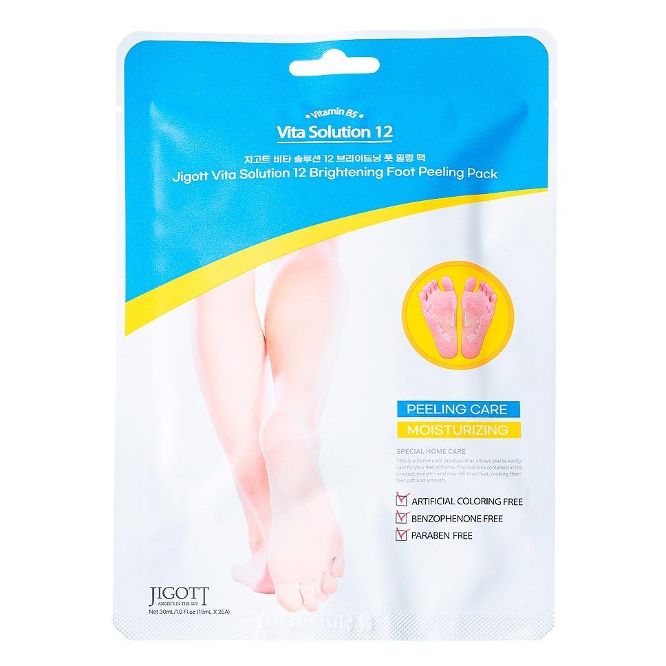 Jigott Skin Care Vita Solution 12 Brightening Foot Peeling Pack  Очищающая маска-носочки для ног  