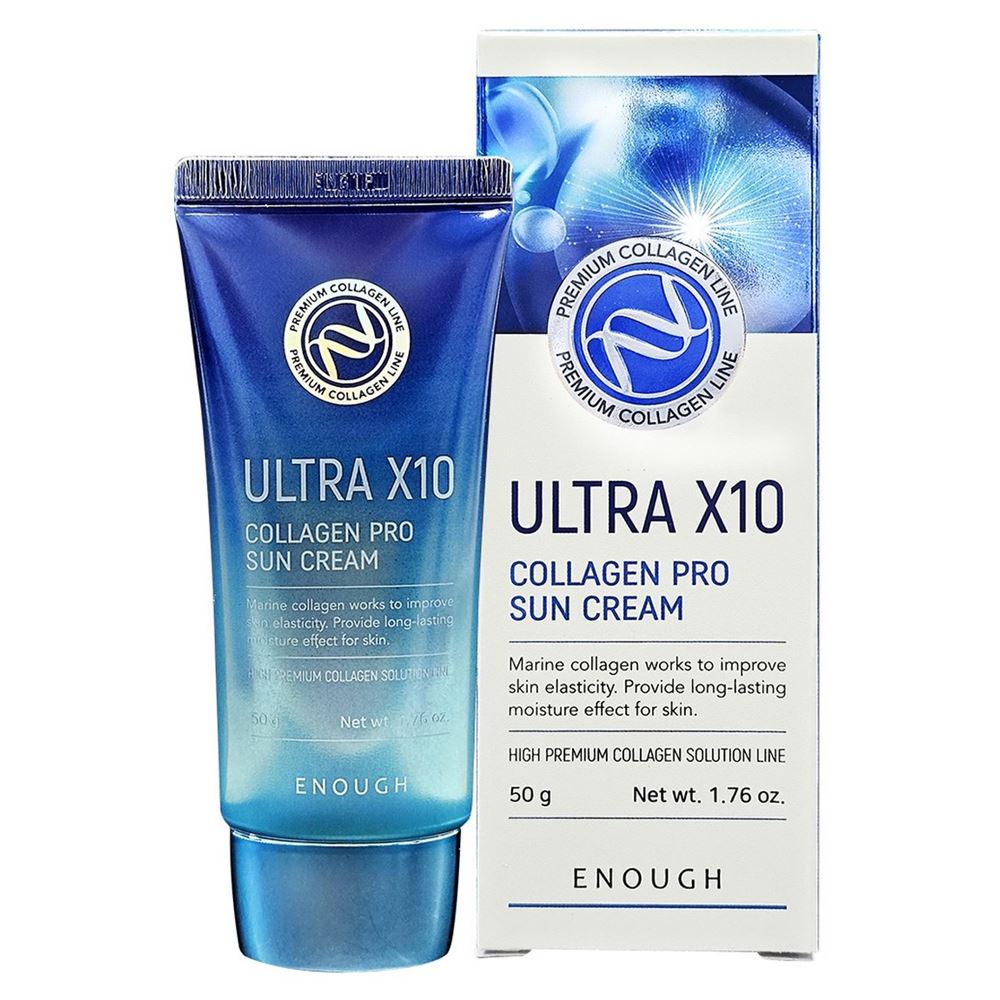 Enough Face Care Ultra X10 Collagen Pro Sun Cream SPF 50/PА+++ Крем для лица солнцезащитный с морским коллагеном