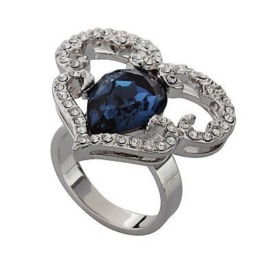 Charmelle Кольца Кольцо RE 2242AA Кольцо  родий Сердце Синий Кристалл фианит с кристаллами Swarovski