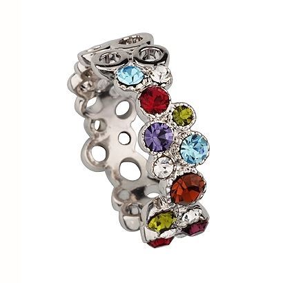 Charmelle Кольца Кольцо RE 2743АА Кольцо Радуга, родий разноцветные фианиты с кристаллами Swarovski