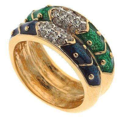 Charmelle Кольца Кольцо RG 1192 Кольцо золото зеленая и синяя эмаль с кристаллами Swarovski