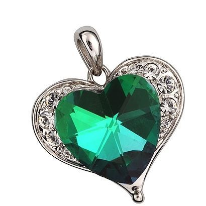 Charmelle Кулоны Кулон PE 0758 Кулон родий Сердце Зеленый Кристалл фианит с кристаллами Swarovski