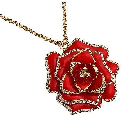 Charmelle Подвески Подвеска N 28393 Подвеска золото Красная Роза эмаль с кристаллами Swarovski 