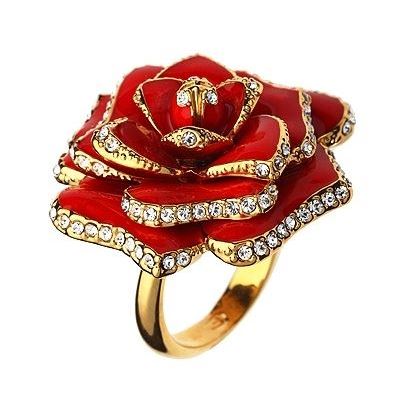 Charmelle Кольца Кольцо RA 0915 Кольцо золото Красная Роза эмаль с кристаллами Swarovski 