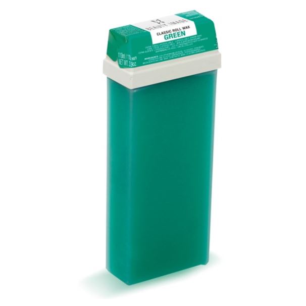 Beauty Image Теплый воск  Standart Воск в кассетах Зеленый Теплый Прозрачный воск в кассетах roll-on Зеленый с экстрактом водорослей с широкой насадкой для тела