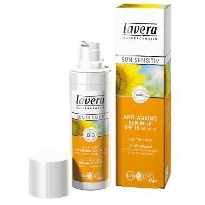 Lavera Sun Care  Anti-Ageing Sun Milk SPF15 БИО молочко антивозрастное солнцезащитное для лица SPF15
