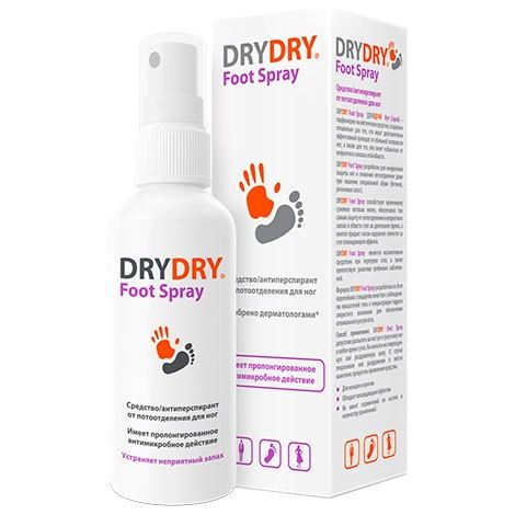 Dry Dry Antiperspirant Dry Dry Foot Spray Драй Драй Фут - Спрей против потливости ног с освежающим эффектом