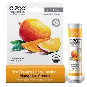 Dizao Органикс Бальзам для губ Манговое Мороженое Dizao Organics 95% Органический восстанавливающий бальзам для губ Манговое Мороженое