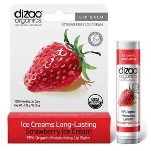 Dizao Органикс Бальзам для губ Клубничное Мороженое Dizao Organics 95% Органический увлажняющий бальзам для губ Клубничное Мороженое