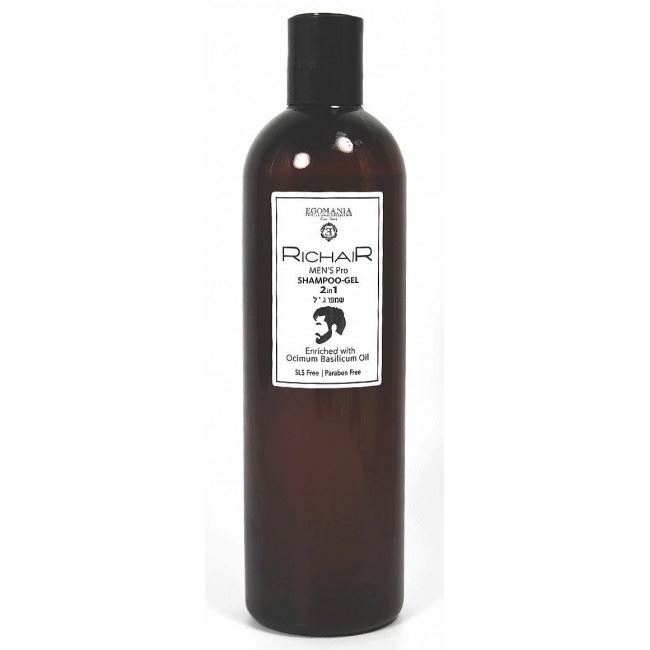Egomania Men Richair Men's Pro Balansing Shampoo - Gel 2 in 1 Enriched with Ocimum Basillicum Oil Шампунь - гель 2 в 1 с маслом базилика