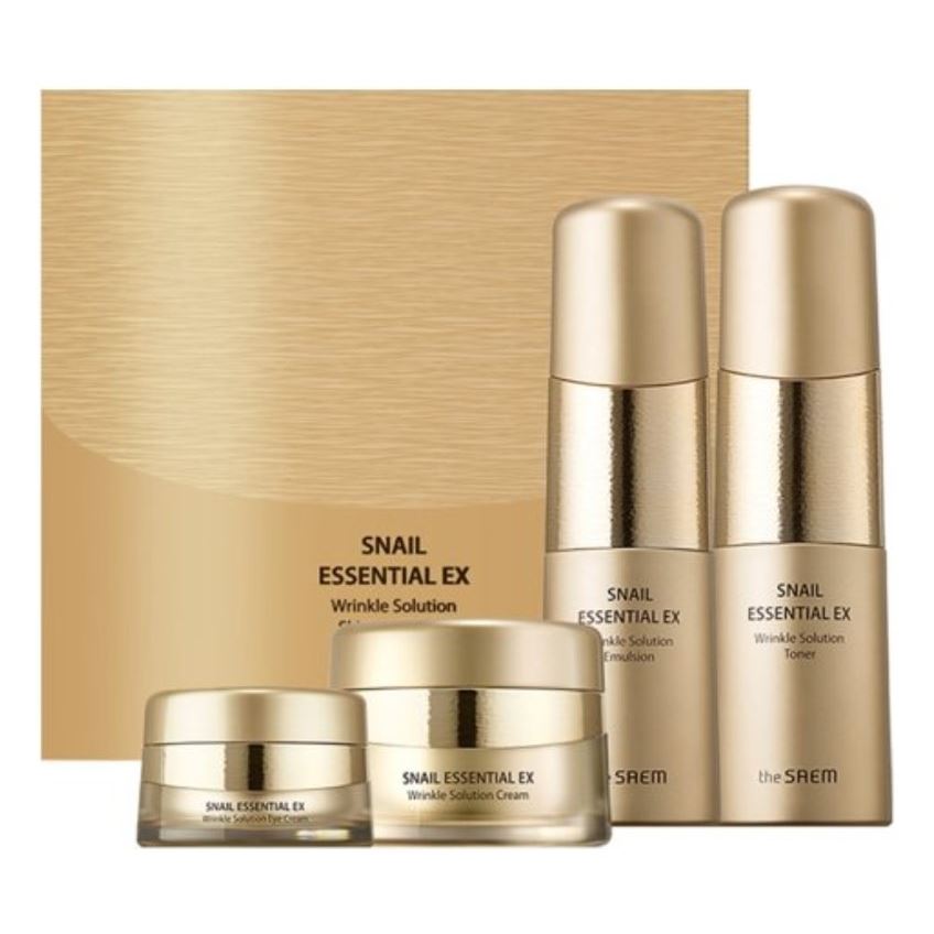 The Saem Snail Snail Essential EX Wrinkle Solution Skin Care 3 Set Набор антивозрастных средств для лица  