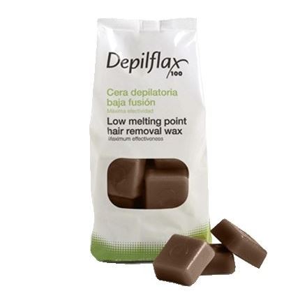 Depilflax Waxes Hair Removal Wax Cacao Воск горячий Шоколад плотный для чувствительной кожи, мягко полирует кожу