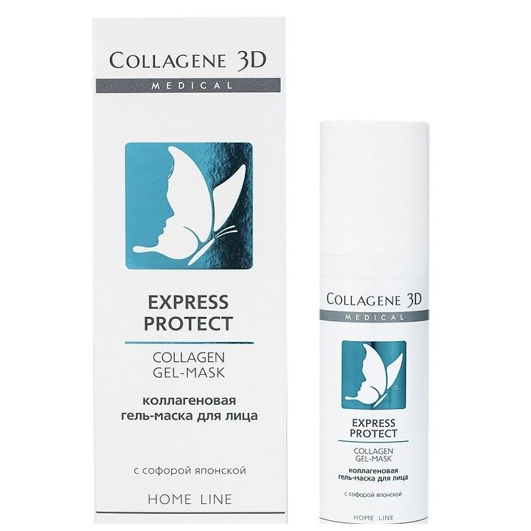 Medical Collagene 3D Коллагеновые гель-маски Collagen Gel-Mask Express Protect с софорой японской  Гель-маска EXPRESS PROTECT с софорой японской коллагеновая для лица