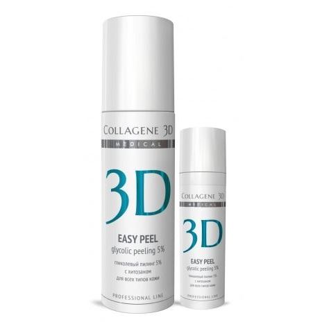 Medical Collagene 3D Профессионалам Easy Peel Glicolic Peeling 5% Гель-пилинг для лица с хитозаном на основе гликолевой кислоты 5% (pH 3,2) для всех типов кожи