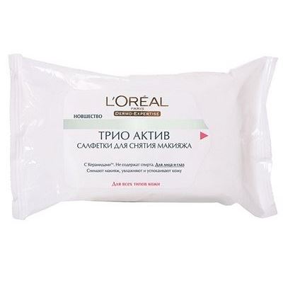 L'Oreal Trio Aktiv Салфетки для снятия макияжа Трио Актив Очищающие салфетки для снятия макияжа против сухости кожи