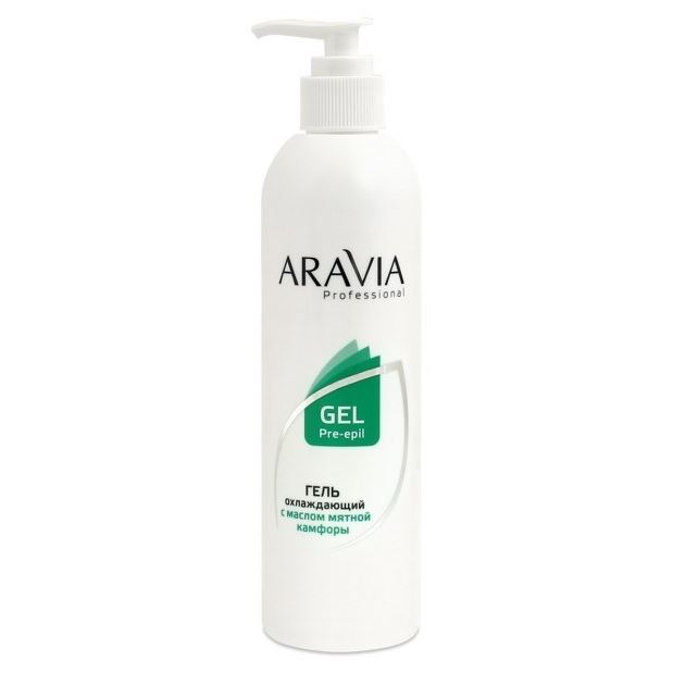 Aravia Professional Средства до и после депиляции Gel Pre-Epil Mint  Косметический гель для обработки кожи перед депиляцией с охлаждающим эффектом и маслом мятной камфоры