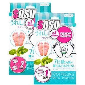 Sosu Носочки для педикюра Mint Flavour  Педикюрные носочки для пилинга кожи ног с ароматом мяты