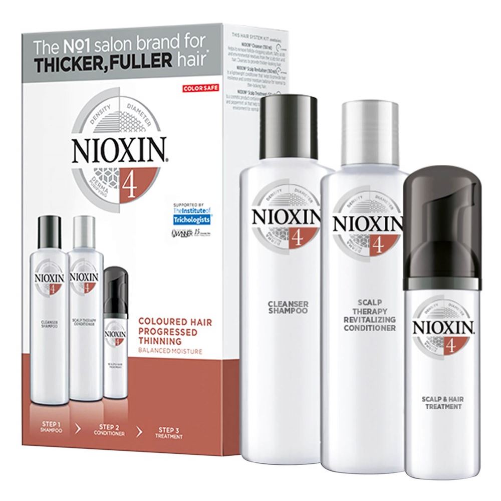 Nioxin Система 4 Hair System Kit 4 XXL Набор Система 4 XXL-формат - Шампунь, Кондиционер, Маска для ухода за тонкими, химически обработанными волосами (окрашенными); (заметно редеющими)