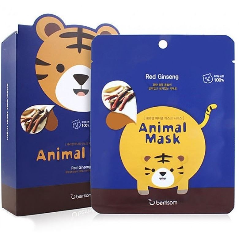 Berrisom Face Care Animal Mask Series - Tiger Маска таканевая с экстрактом женьшеня