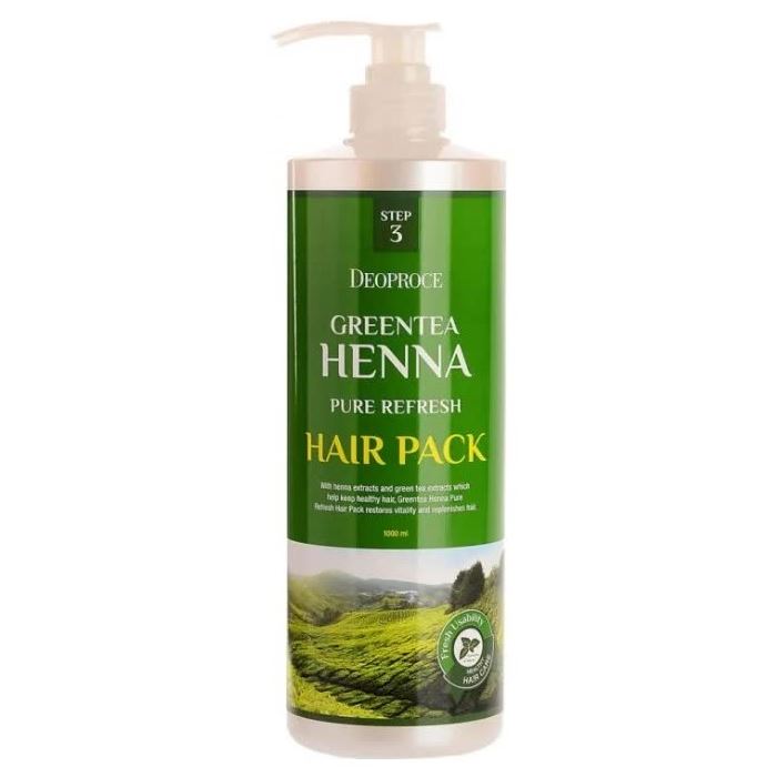 Deoproce Hair Care Greentea Henna Pure Refresh Hair Pack Маска для волос с зеленым чаем и хной 