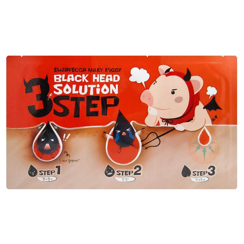 Elizavecca Milky Piggy Black Head Solution 3 Step Набор для удаления черных точек - очищение кожи носа