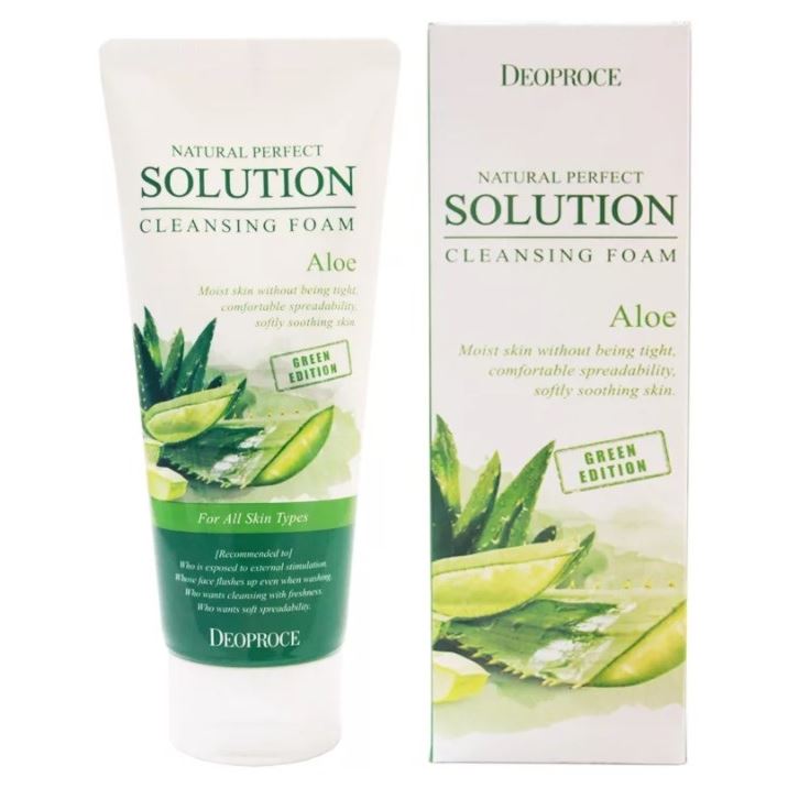 Deoproce Soap & Foam Natural Perfect Solution Cleansing Foam Aloe Пенка для умывания с экстрактом Алоэ вера