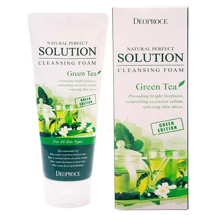 Deoproce Soap & Foam Natural Perfect Solution Cleansing Foam Green Tea Пенка для умывания с экстрактом зеленого чая