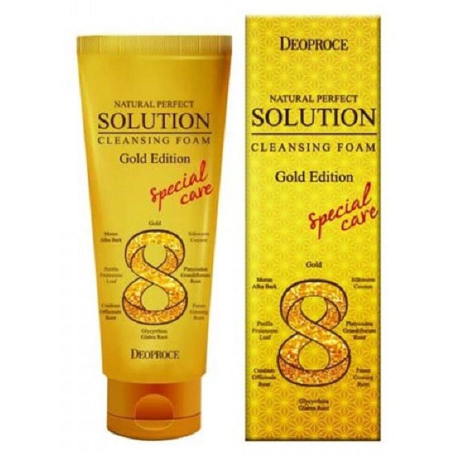 Deoproce Soap & Foam Natural Perfect Solution Cleansing Foam Gold Edition Пенка для умывания  с экстрактом женьшеня и золотом