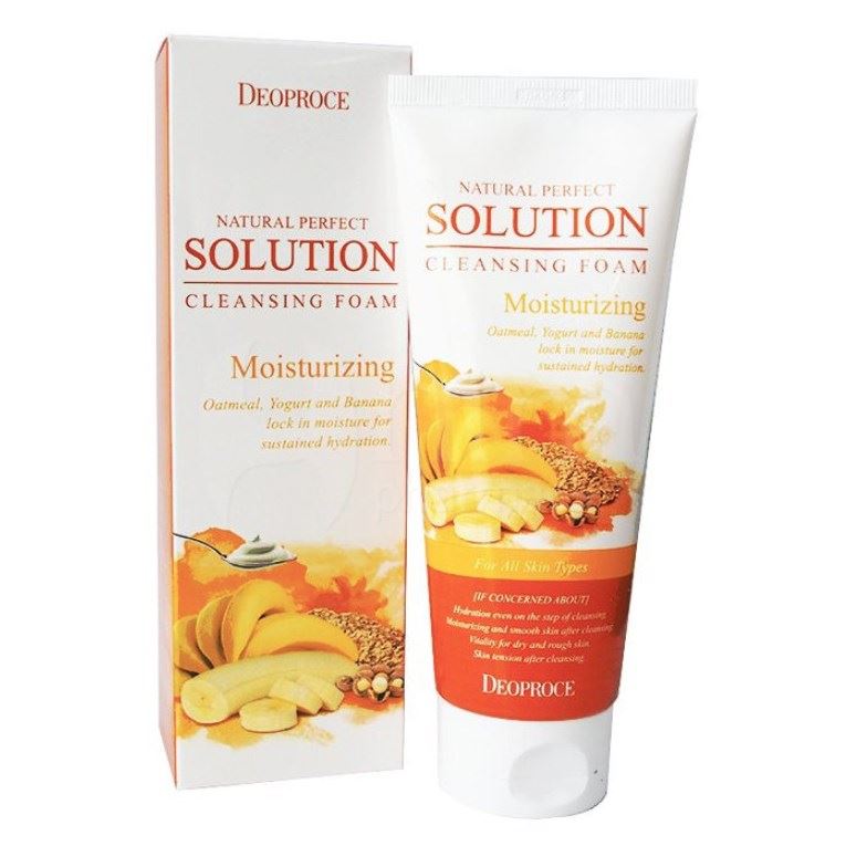 Deoproce Soap & Foam Natural Perfect Solution Cleansing Foam Moisturizing Увлажняющая пенка для умывания с овсянкой и бананом