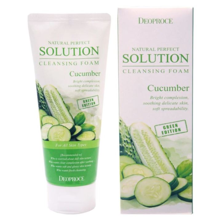 Deoproce Soap & Foam Natural Perfect Solution Cleansing Foam Cucumber Пенка для умывания с экстрактом огурца