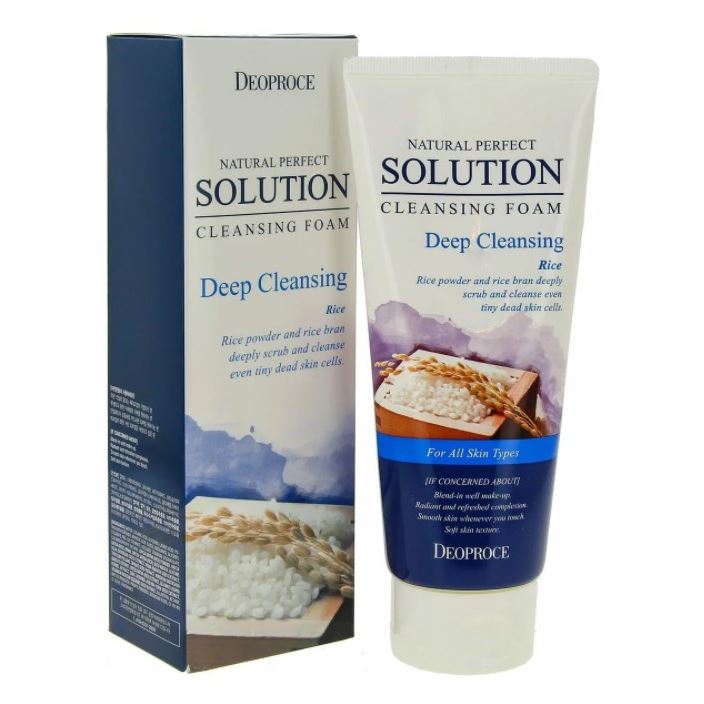 Deoproce Soap & Foam Natural Perfect Solution Cleansing Foam Deep Cleansing  Пенка для умывания рисовая вода