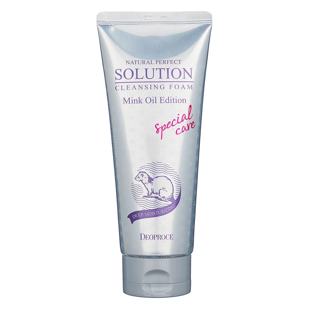 Deoproce Soap & Foam Natural Perpect Solution Cleansing Foam Mink Oil Пенка для умывания с маслом Норки и фруктовыми экстрактами 8 в 1