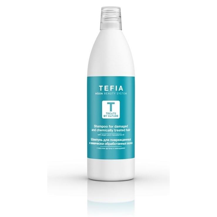 Tefia Treats By Nature Shampoo For Damaged And Chemically Treated Hair Шампунь для поврежденных и химически обработанных волос с маслом арганы и макадамии