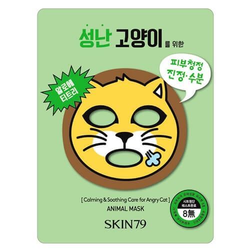 Skin79  Face Care Animal Mask Calming & Smoothing Care For Angry Cat Тканевая маска для раздраженной кожи лица Рассерженная кошка 